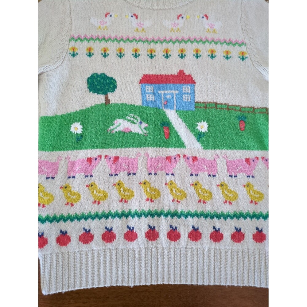Mini Boden Girls Farm Animals Fair Isle Jumper/ knit Sweater  size 8/9 GUC - Picture 5 of 10